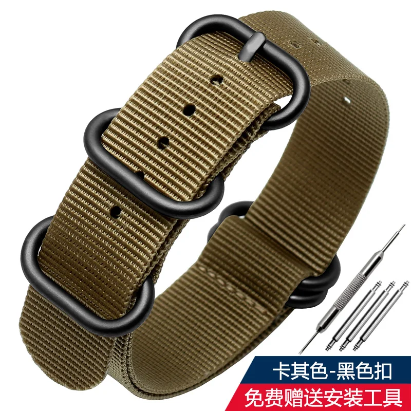 Tactical Green Black Nylon Military Strap - Waterproof Replacement Band