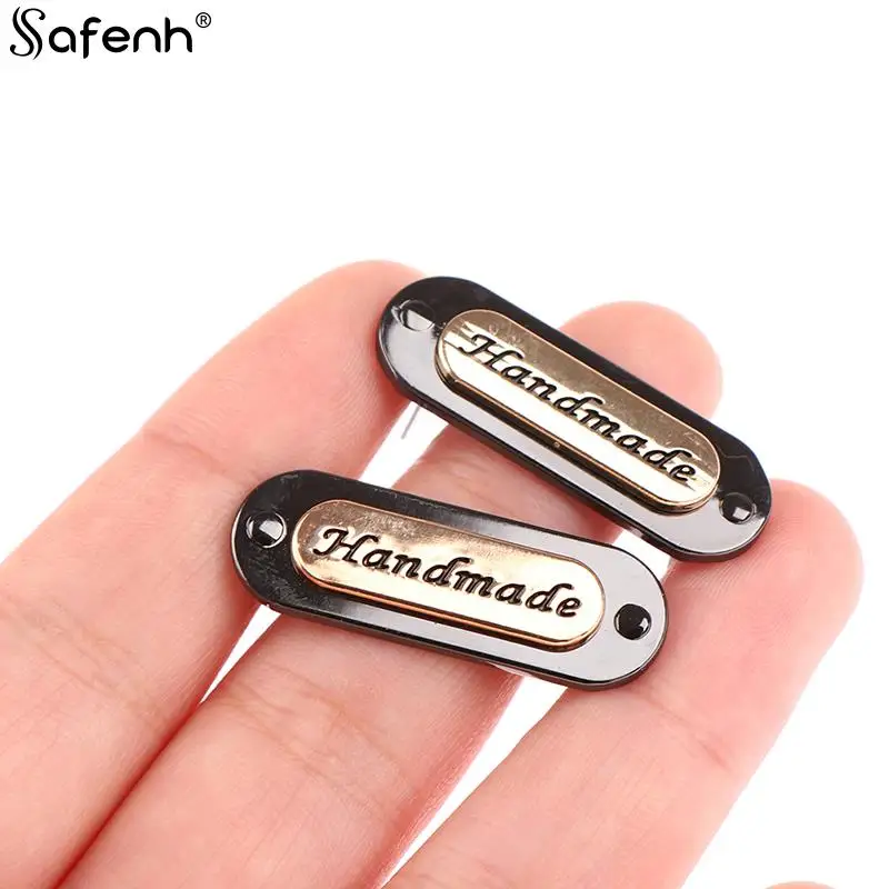 

2pcs Handmade Metal Labels Tags Oval For Clothes Jeans Shoes Bags Accessories Hand Made Printed Labels DIY Crafts Bag Accessorie
