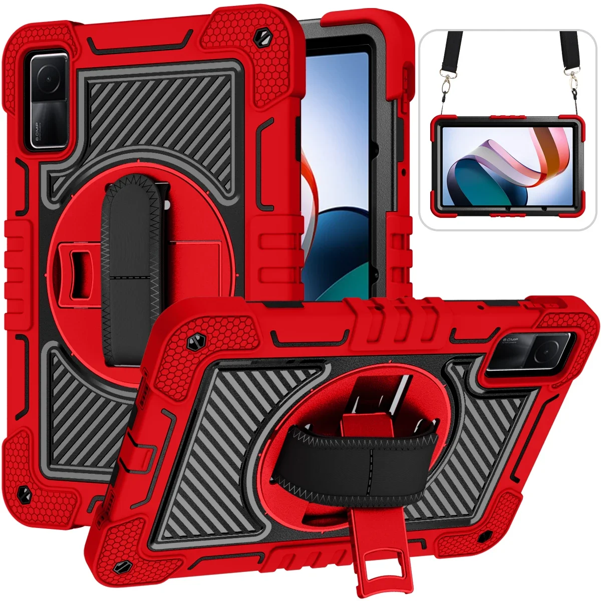 Heavy Duty Shockproof Tablet Case with Swivel Bracket, Handle, and Shoulder Strap