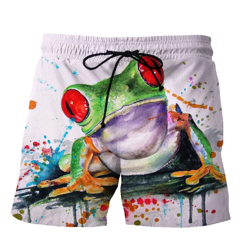 

Funny Animal Frog 3D Printed Beach Shorts For Men Hot Summer Swimming Trunks Outdoor Streetwear Loose Sports Surf Board Shorts