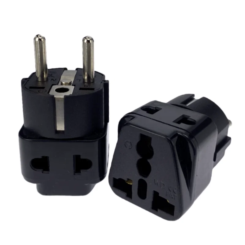 Universal Travel Plug Adapter - White, Black, & Copper - Compatible with EU Type E/F Outlets