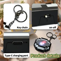 Creative 3D Kids Rechargeable Pixel Compass Keychain Cartoon Backpack Key chain Game Periphery Toys Birthday Gifts Office Parner 5