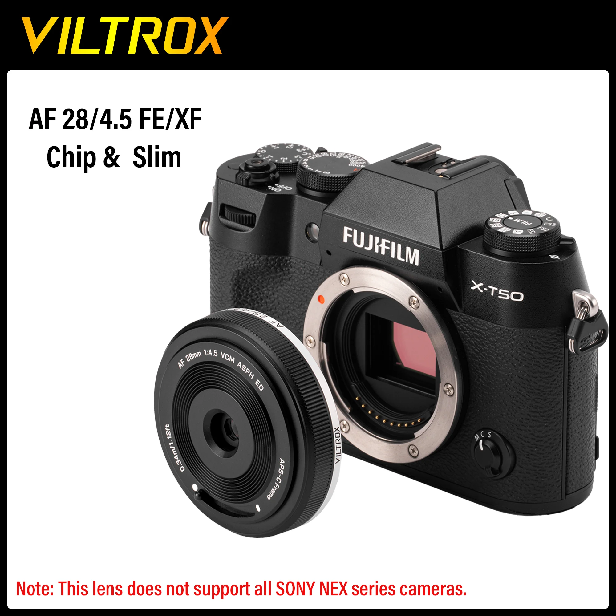 camera lens VILTROX AF 28mm F4.5 Chip Autofocus Full Frame Camera Lens Retro Slim Fujifilm X Sony E Nikon Z Mount