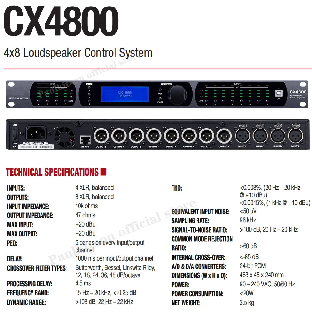Professional Digital Audio Processor DriveRack CX4800 Compatible Original Software 4 In 8 Out For Loudspeaker control system
