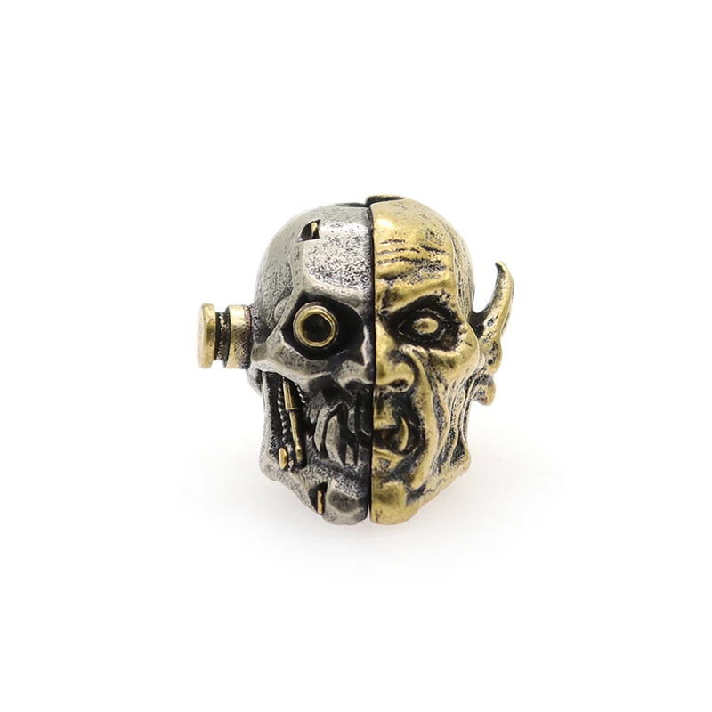 OLYCRAFT 4pcs Antique Silver Brass Skull Paracord...