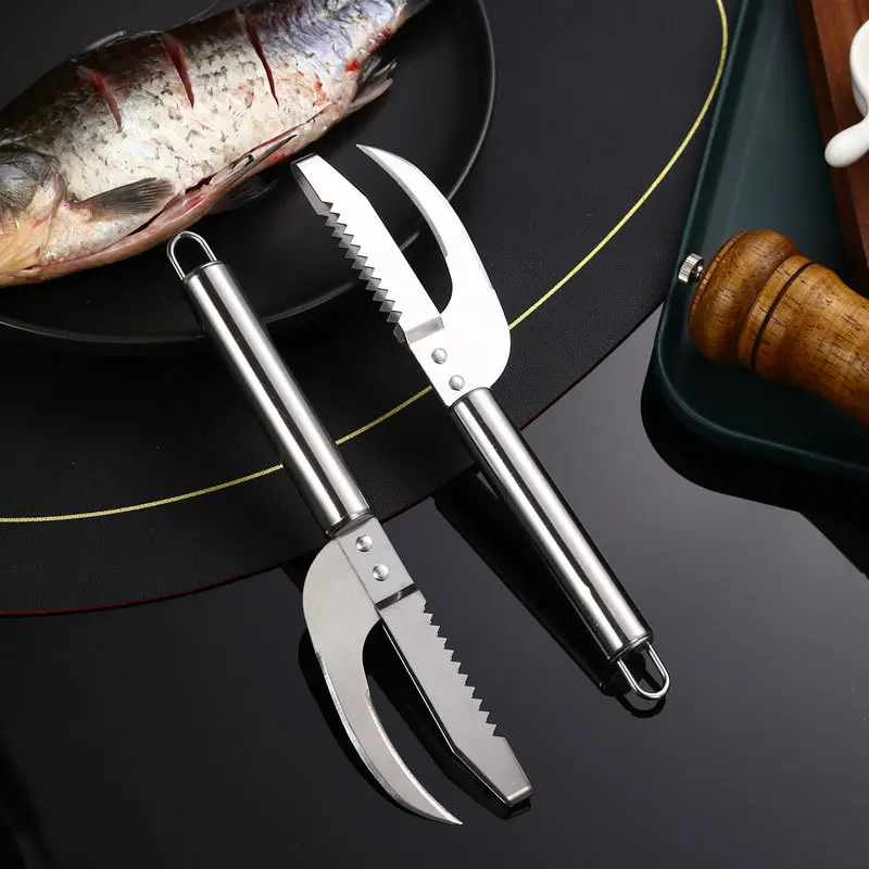 3 In 1 Stainless Steel Fish Scale Knife Cut Scrape Dig Knife Scraper Sawtooth Peelers Scraping Boning Filleting Cooking Tools fish scale cleaner fish scales scraper fish scale scraper