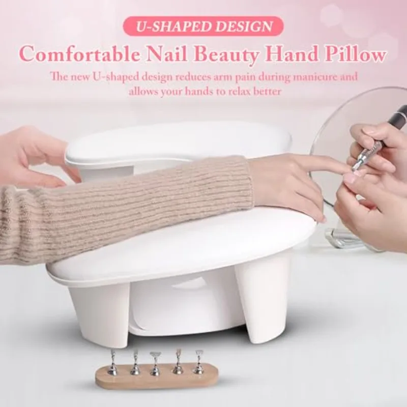 U-Shaped Manicure Arm Rest with Detachable Cushion &ndash; 15&deg; Incline, Non-Slip Hand/Foot Stand for Nail Artists & Salon Use