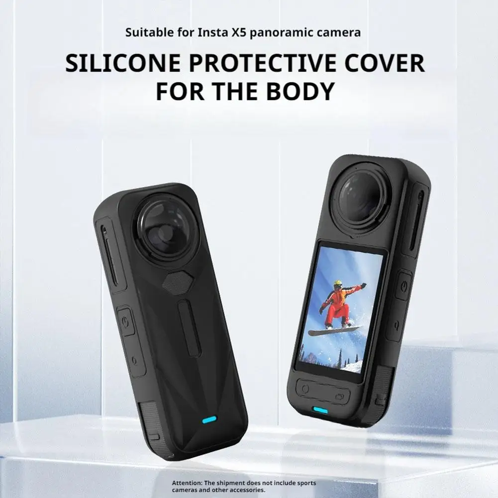 Coque Silicone pour Insta360 X5 – Protection Douce et Précise, vue latérale avec accès aux boutons.