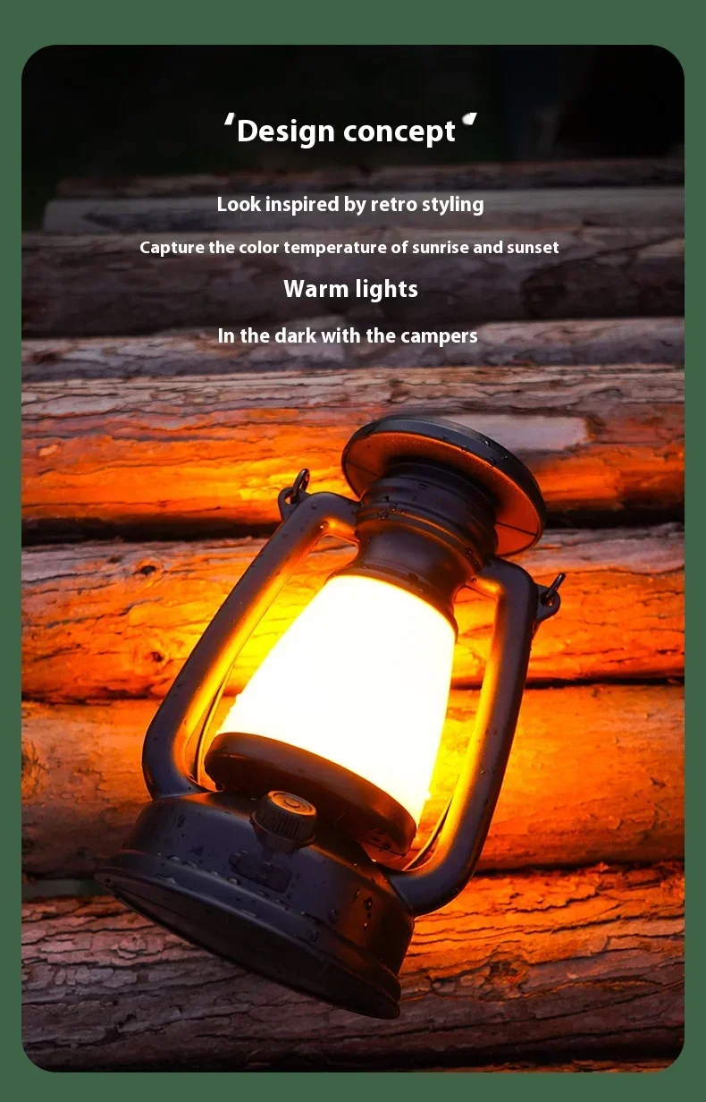 Description Picture 4 of itemRetro Solar Camping Lights USB Rechargeable LED Portable Lantern Waterproof Outdoor Hanging Emergency Tent Atmosphere Horse Lamp