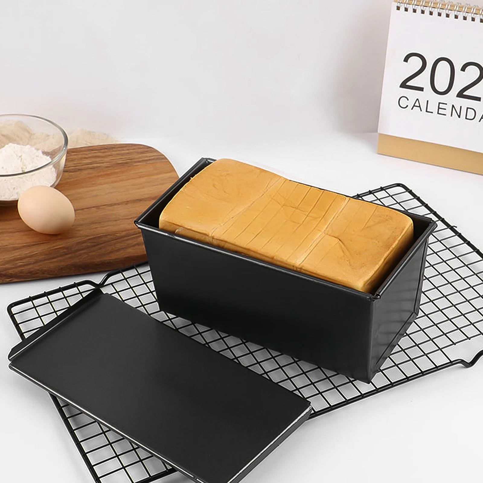Bread Mold Pullman Bread Mold Loaf Pan With Lid Toast Bakeware Baking Dish Black Tin Kitchen Tool