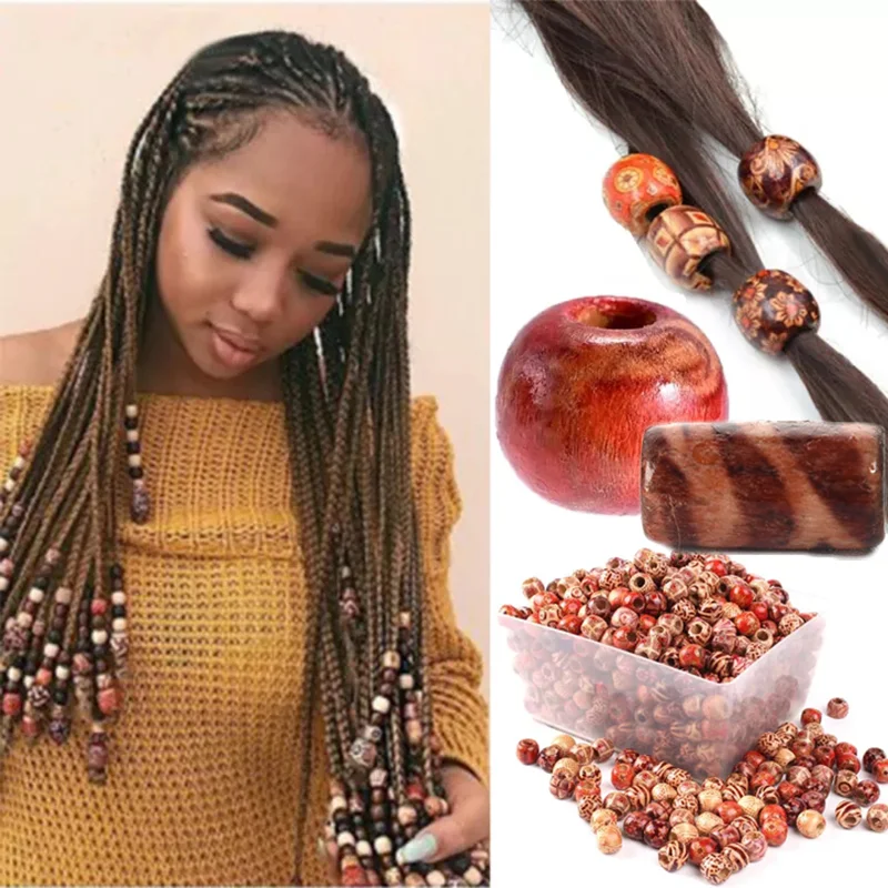 100pcs Wooden Beads For Jewelry Making - 10mm Round Large Hole Beads With Patterns, For Bracelets, Necklaces, Crafts