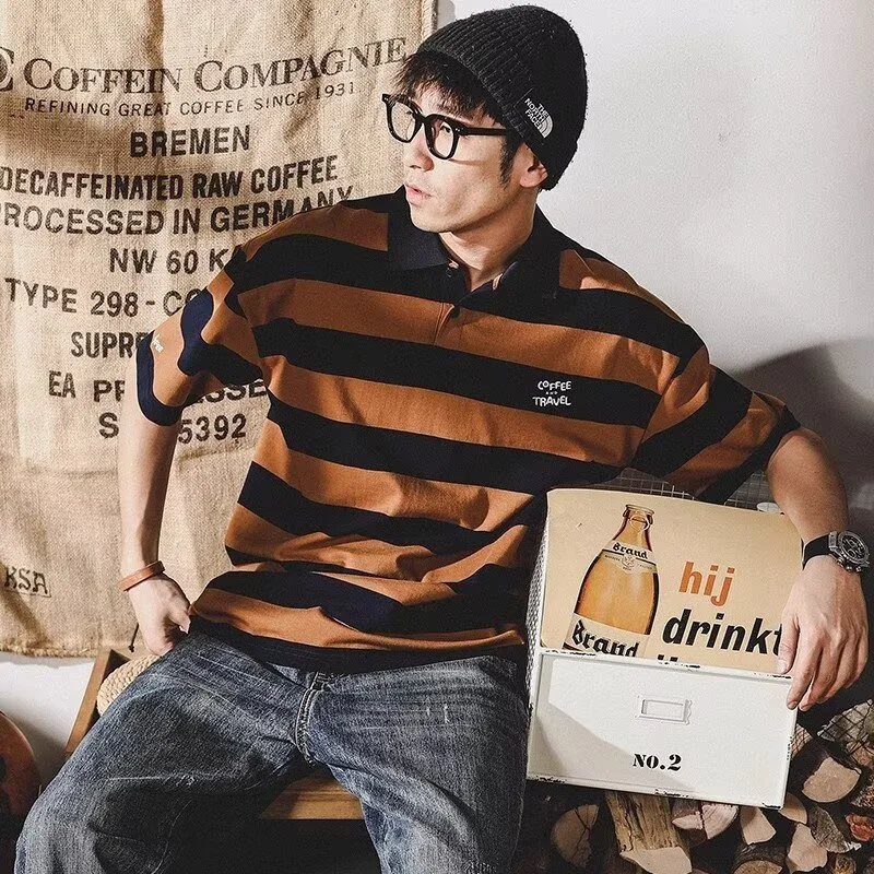 Summer Men's Striped Polo Golf Wear Tops 2026 Casual Business
