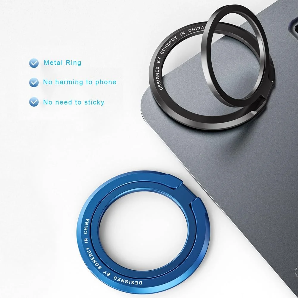 Magnetic Phone Ring Holder with Enhanced Grip and Kickstand Functionality