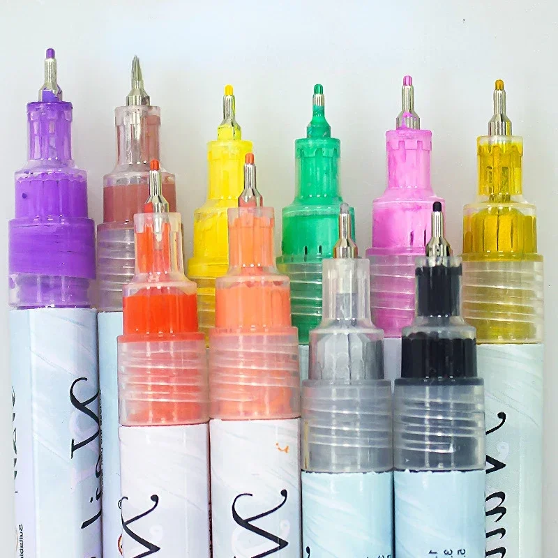 12-colors Manicure Painting Pen Set Acrylic Watercolor Paint Quick-drying 0.7MM Ultra-fine Tip Nail Hook Graffiti Tool