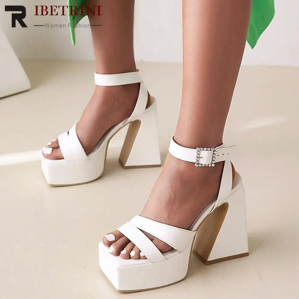 ankle strap open toe platform heels