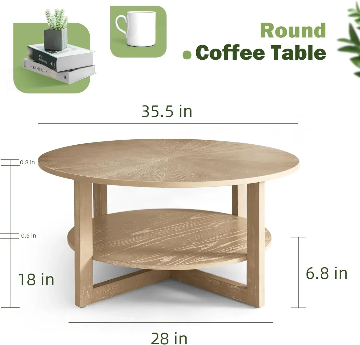 Table with Storage Shelf, 2-Tier Wood Coffee Table, Small Space Solution for Living Room Furniture, Easy to Assemble, Espresso 2