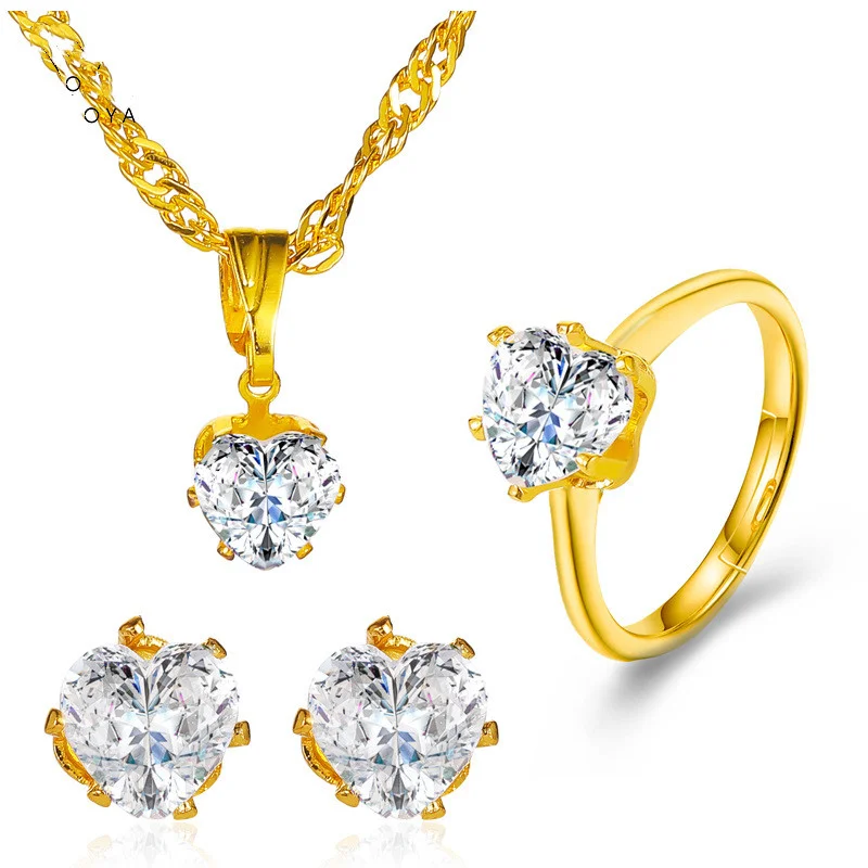 2021 Luxury Simple Big Small Hollow Double Heart-shaped Necklace Exquisite Crystal Zircon Pendant Chain Women's Wedding Jewelry 