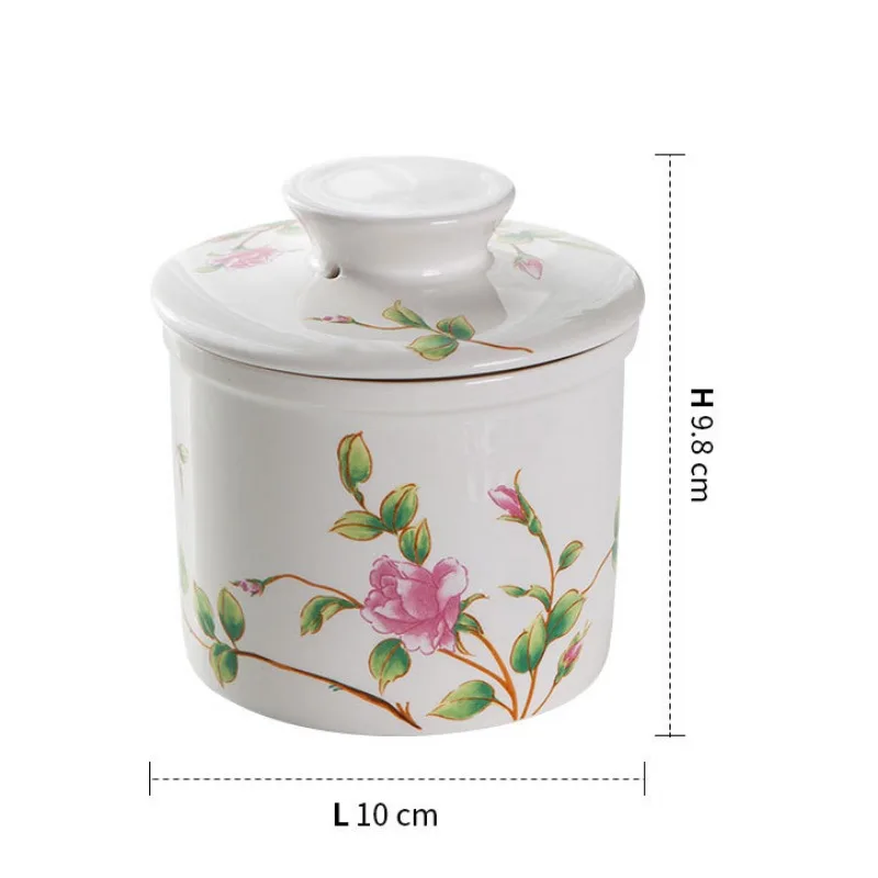 Ceramic Butter Keeper Crock for Counter,Fresh Spreadable French Butter Organizer with Water Line,Cheese Storage Dish Container