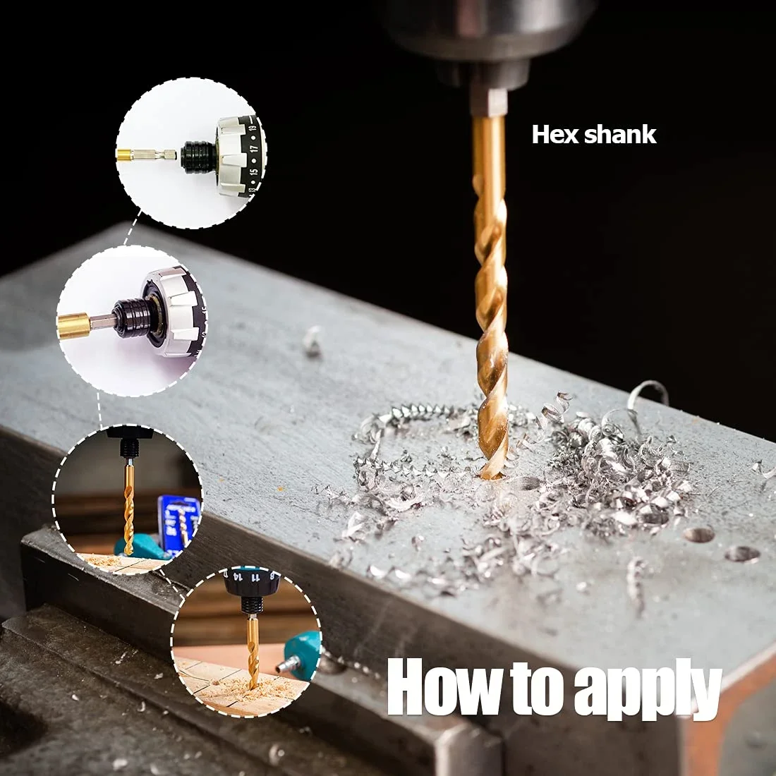 Hex Shank Titanium HSS Twist Drill Bit Set Quick Change Wood Metal Hole Cutter Core Drilling Tool