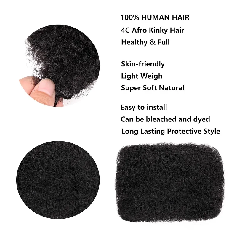 Afro Kinky Bulk Human Hair For Braid Twists Curly Hair Extension Natural Black for Dreadlock Extension 30gram/Pc 3