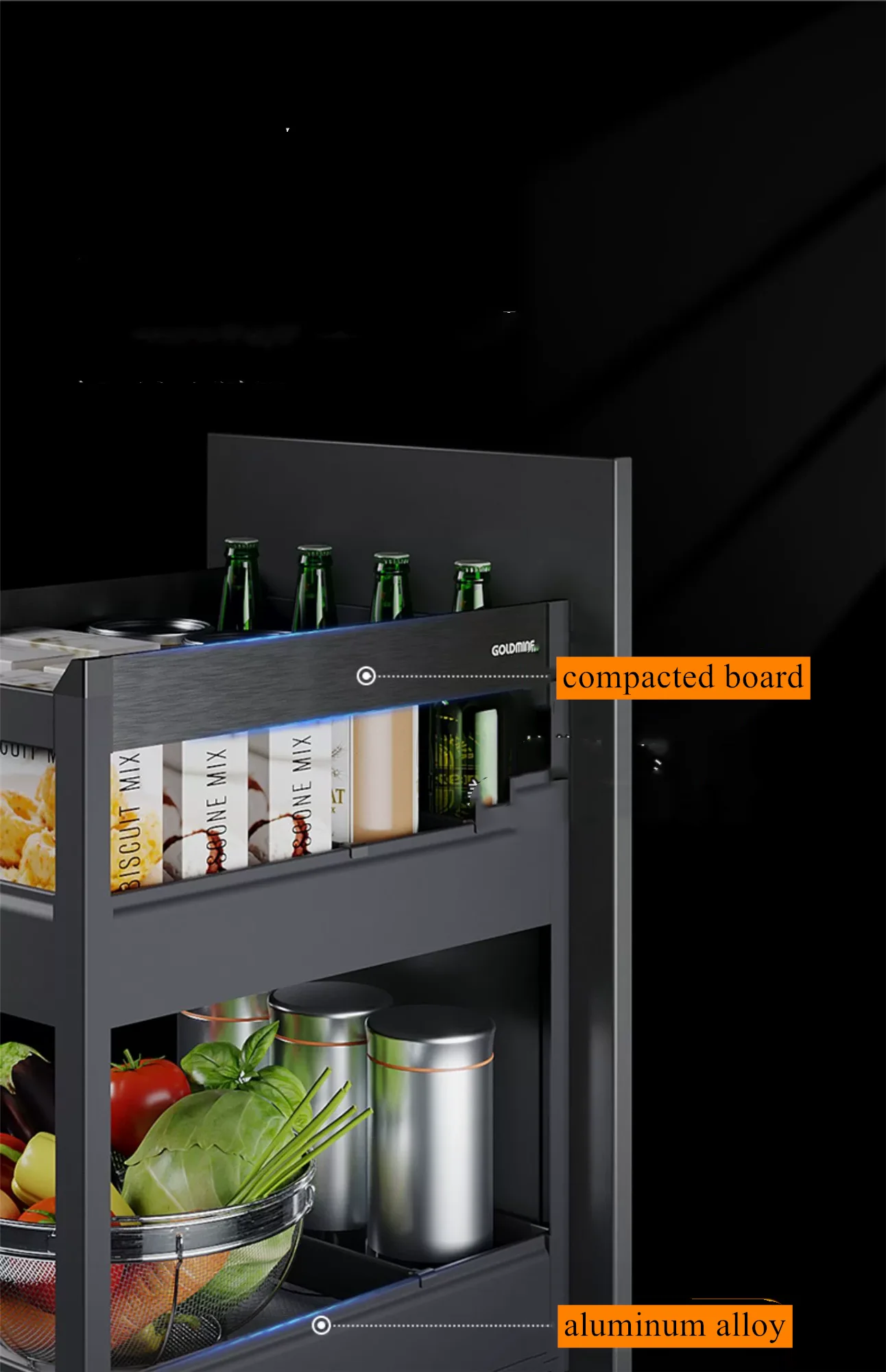 Goldmine Pull Out Basket Houseware 2-Tier Spice Rack Slide Out Storage Basket Drawer Organizer Cabinet Accessory