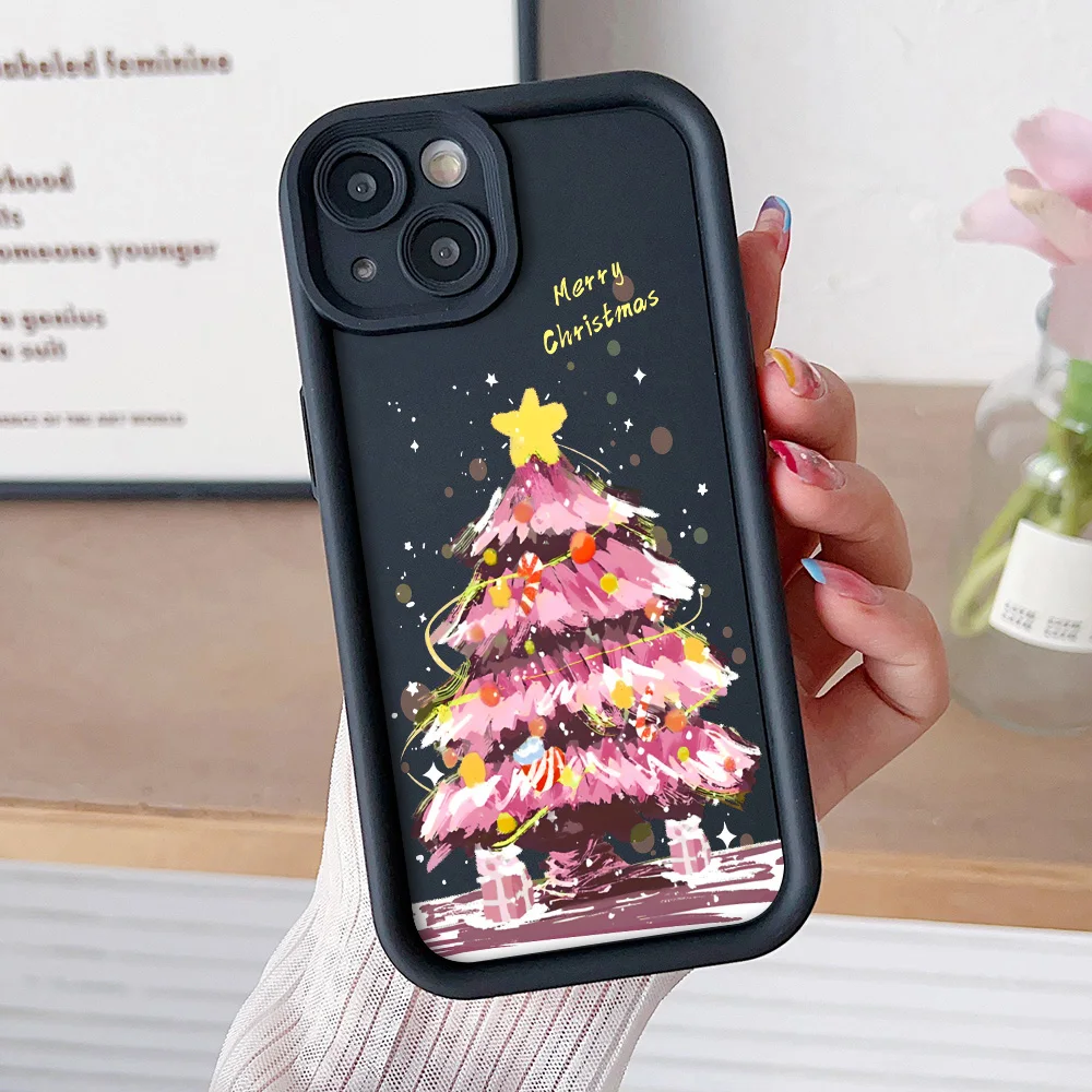 Pink Christmas Tree Soft TPU Shockproof Phone Case Cover