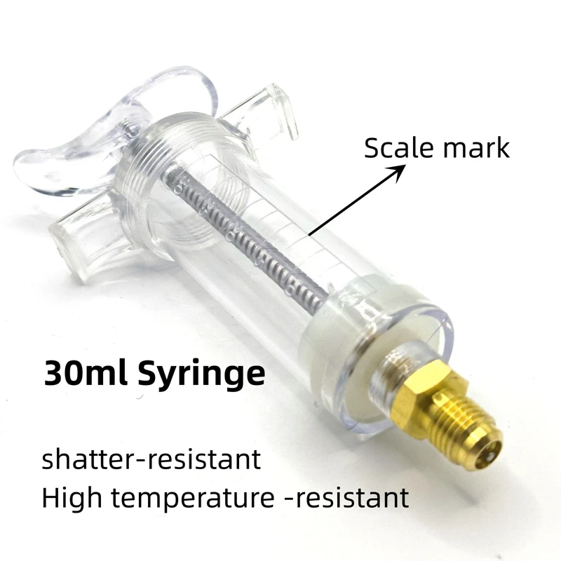 AC Oil Injector Auto A/C 1Oz with 134a Low Side Quick Coupler Adapter 1/4 Air Conditioning Repair Tools Manual Oiler Injection
