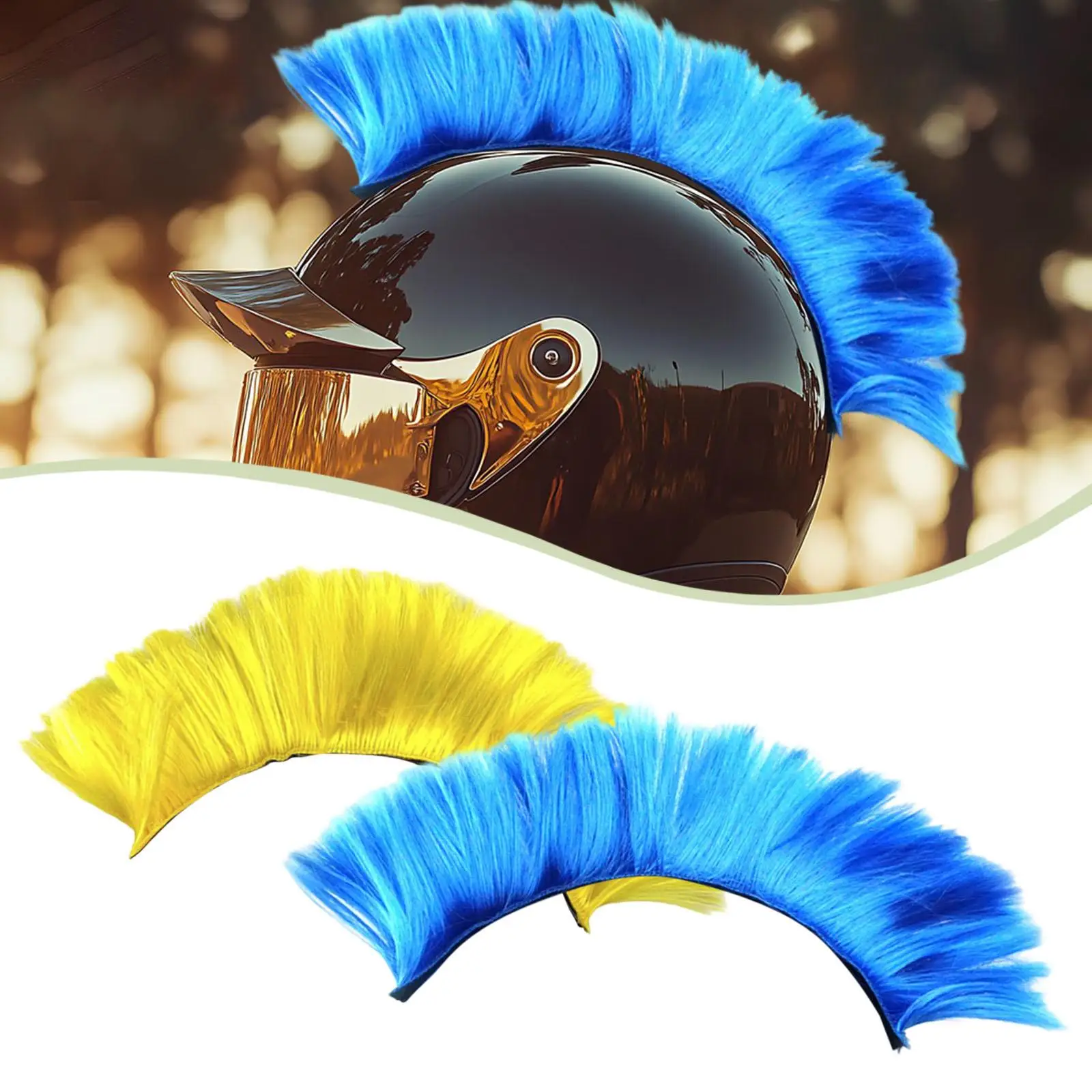 Helmet Wig Synthetic Cockscomb Hairpiece Motorcycle Helmet Accessory Retro Punk Mohawk for Biker Cosplay Party