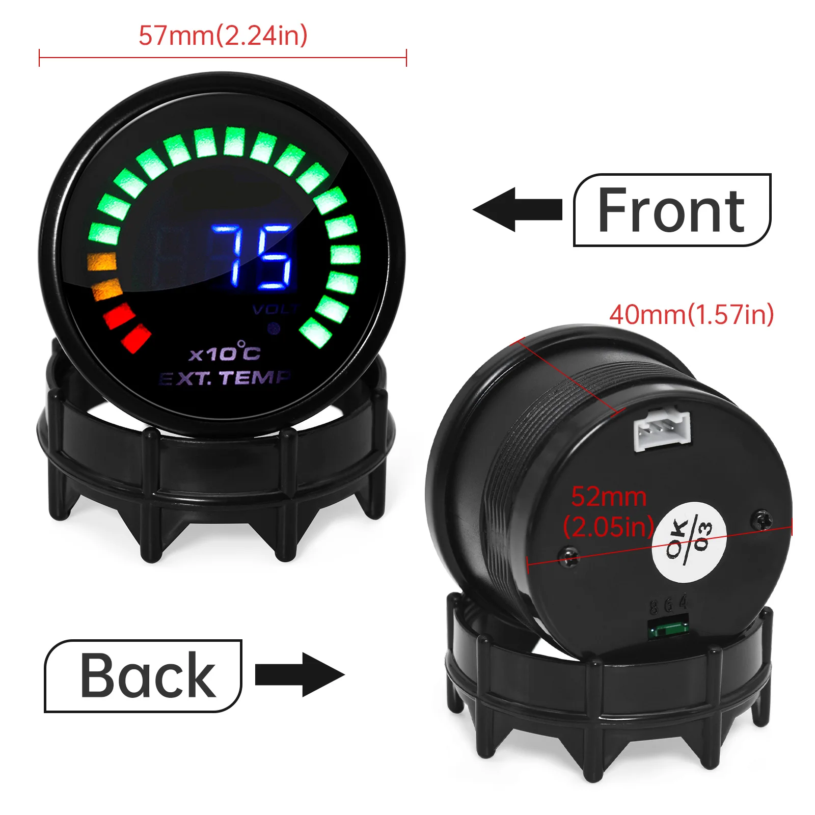 2" 52MM Digital LED EGT Exhaust Gas Temp Gauge 12V Auto Car Digital Display EGT EXT Gauge Car Meter With Sensor car gauge exhaust temperature sensor