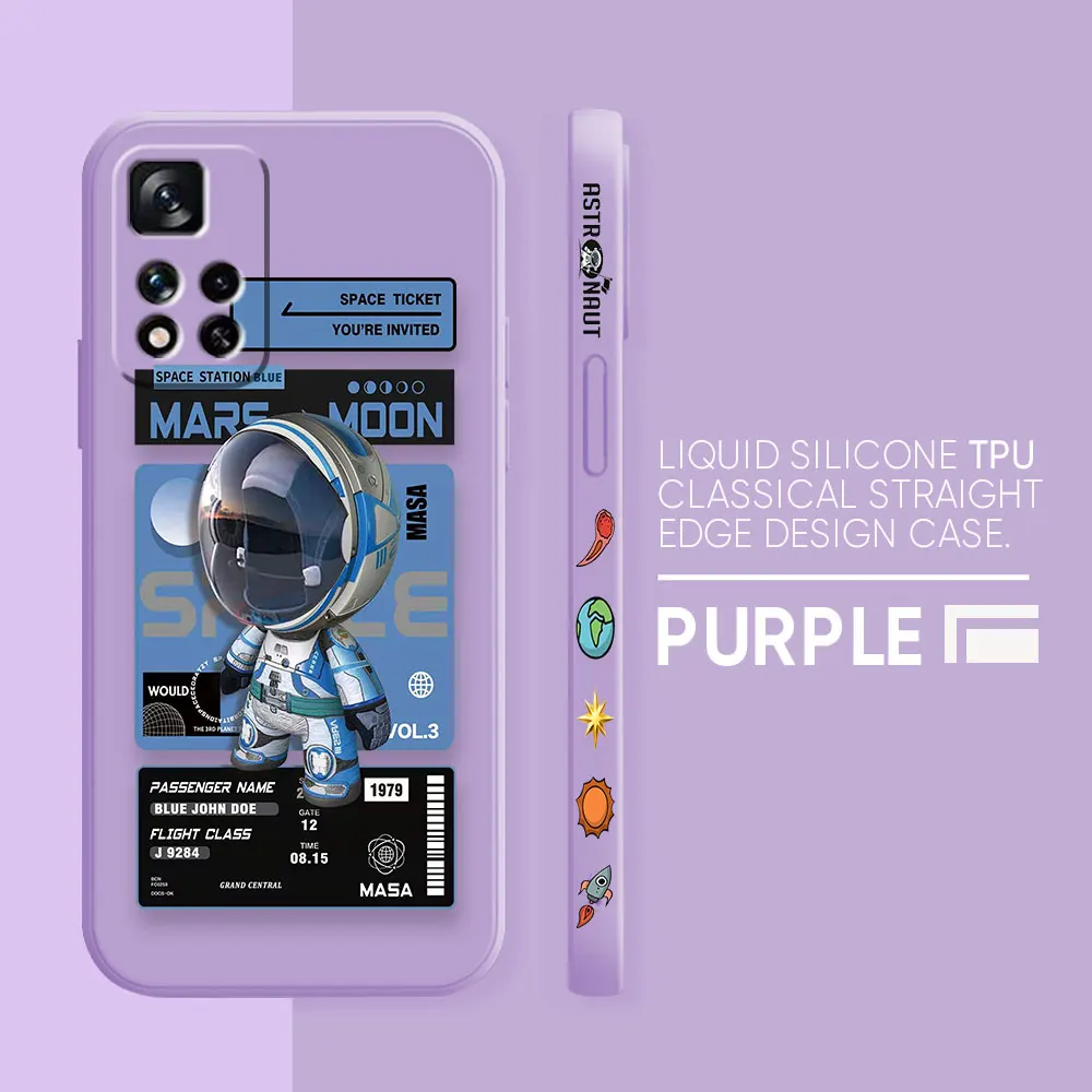 Case For Redmi Note 12 11 11T 11R 11E 10 9 8 7 7S PRO PLUS 4G 5G Simple Liquid silicone Case Stylish Luxurious Space Astronauts