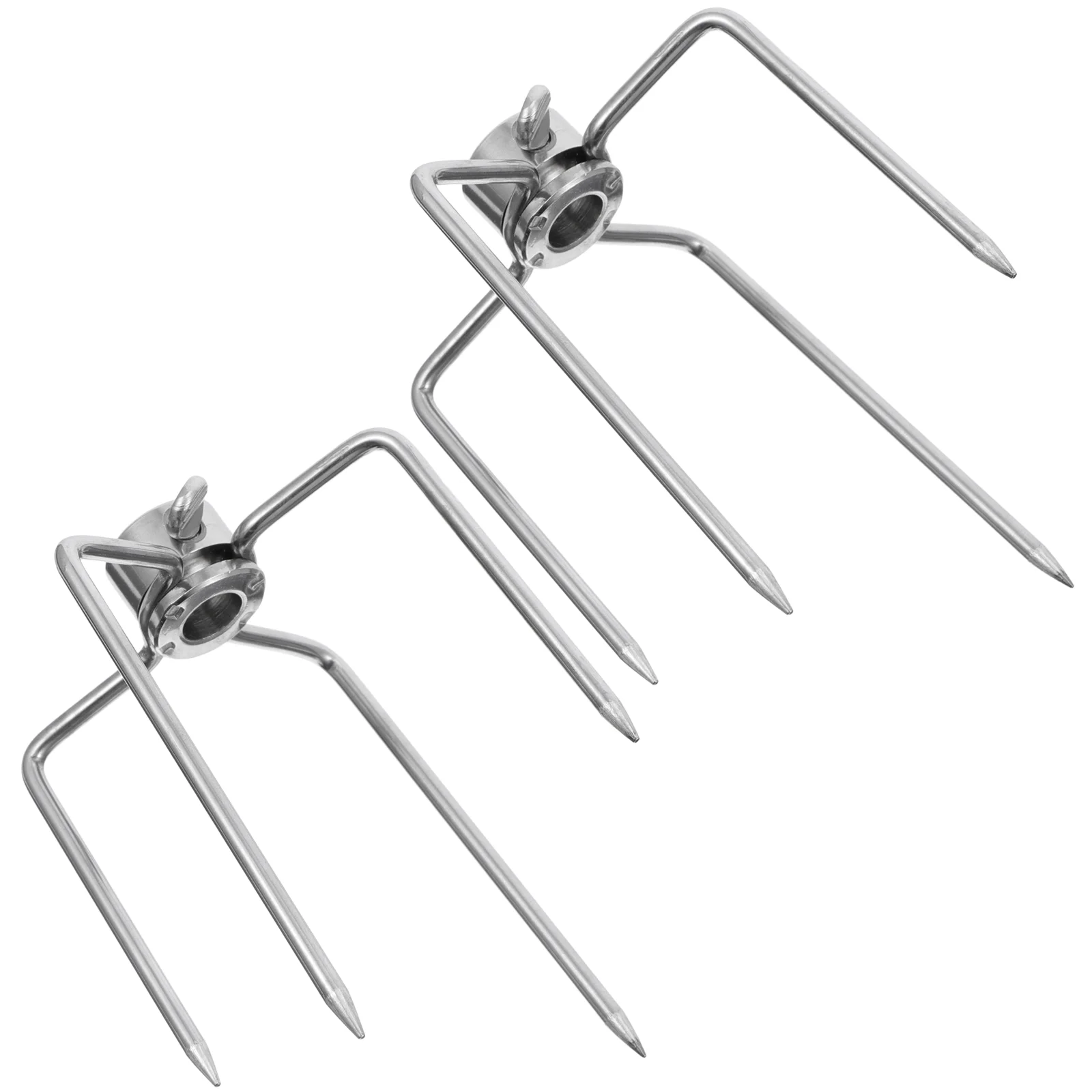 

2 Pcs Accessories Barbecue Fork Grilling Skewer Stainless Steel Rotisserie Meat Forks