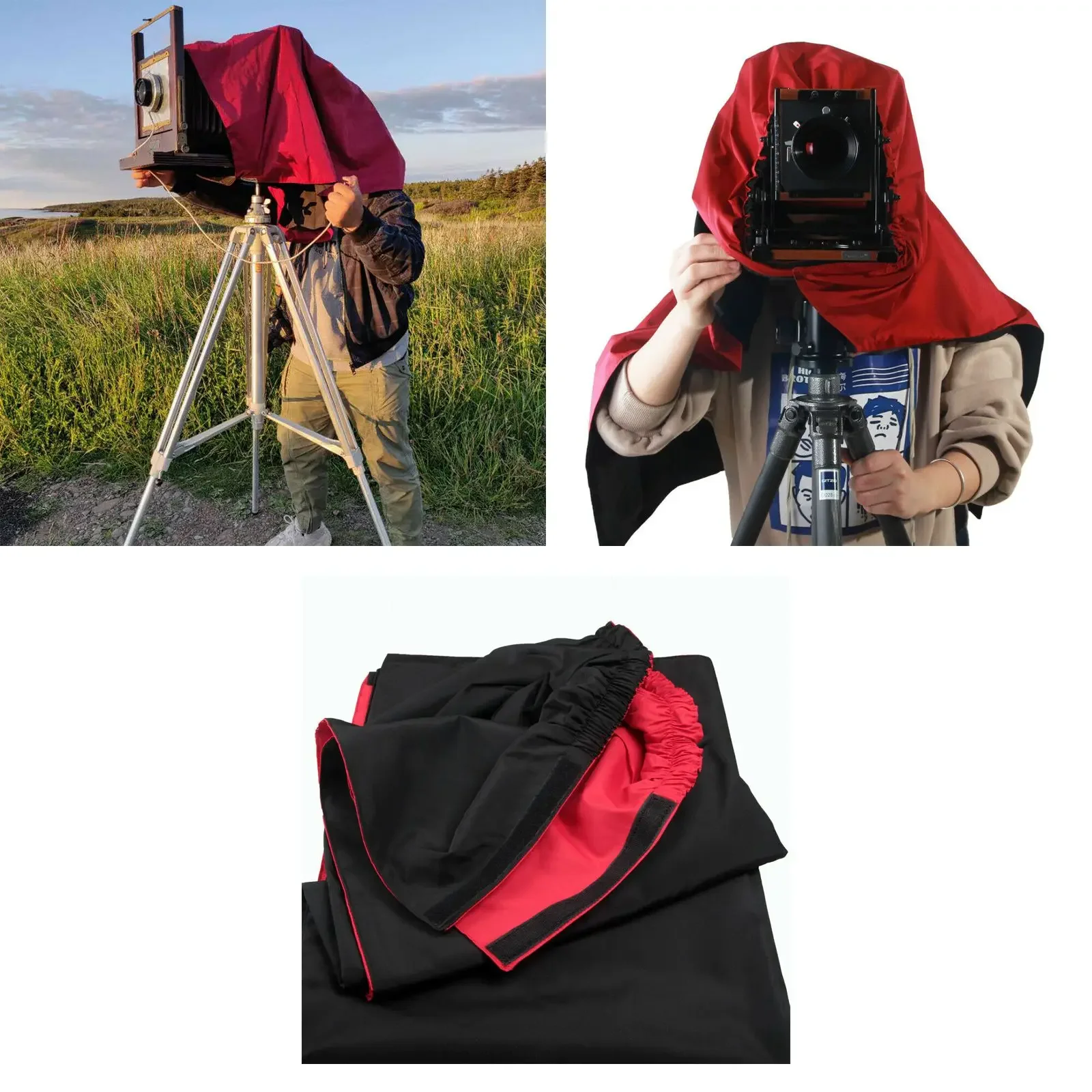 

eTone Waterproof Dark Cloth Focusing Hood For 4x5 Format Camera Wrapping red