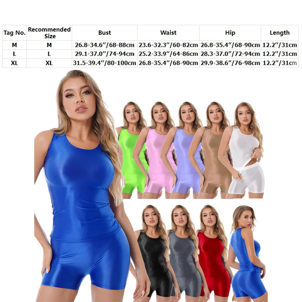 2pcs Womens Glossy Swimsuit Outfit Long Sleeve Tights T-shirt With
