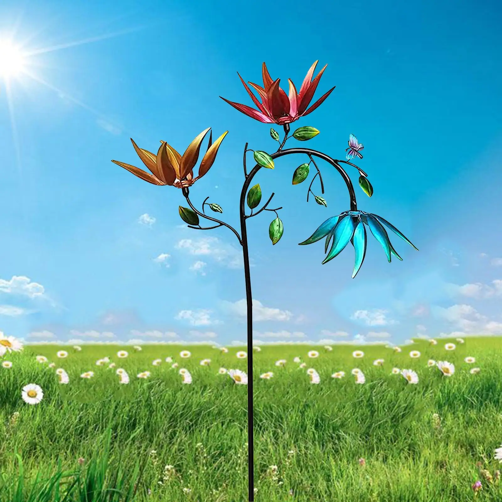 Foldable Wind Ners Pinwheels Decoration Double Layer Windmills Garden Stakes Ornaments for Lawn