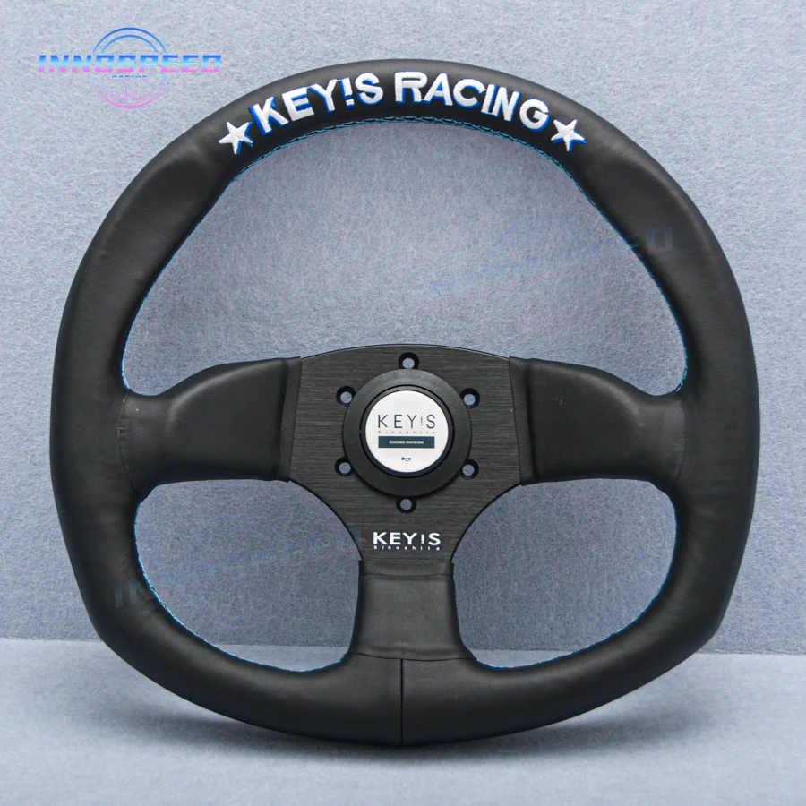 KEY'S RACING Steering Wheel 14inch D Shape Leather Steering Wheel