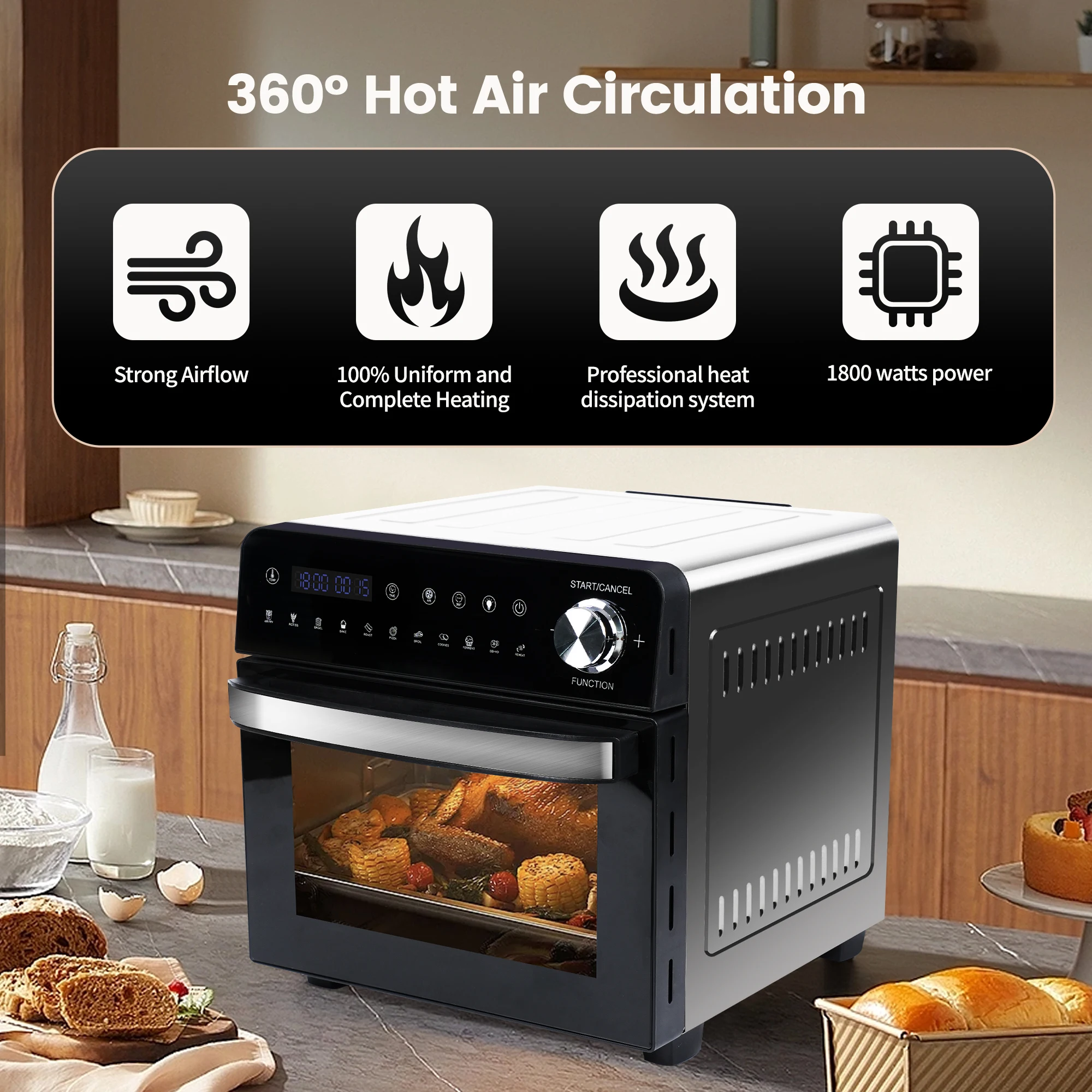 Hot Air Fryer 14L XXL Airfryer Mini Oven 1800W with 11