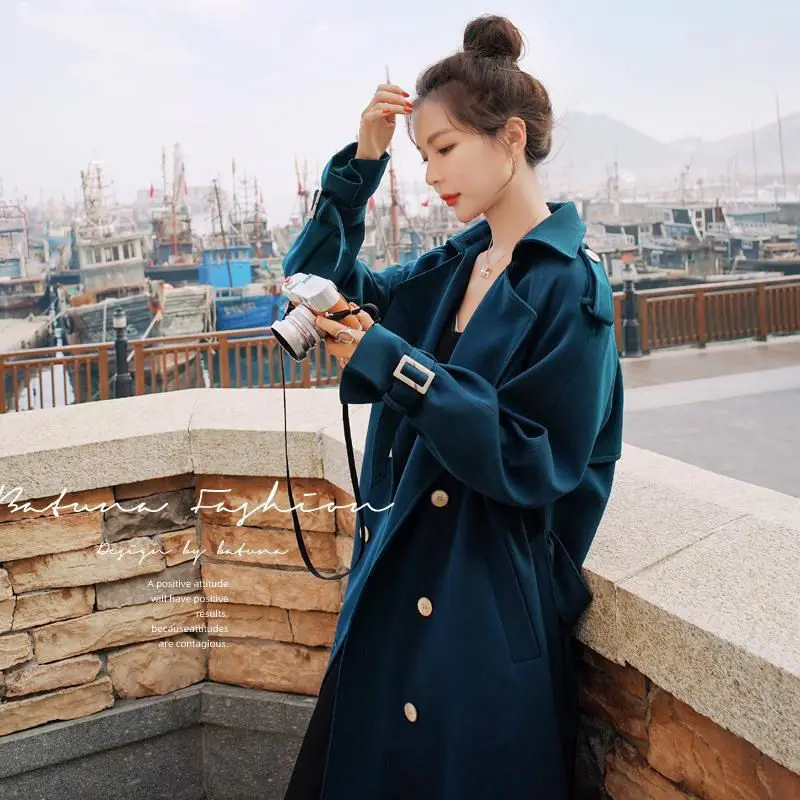 

Popular Trench Coat Women's Mid-Length Spring And Autumn 2023 New Casual Long-Sleeved British Style Fashion Windbreaker Z250