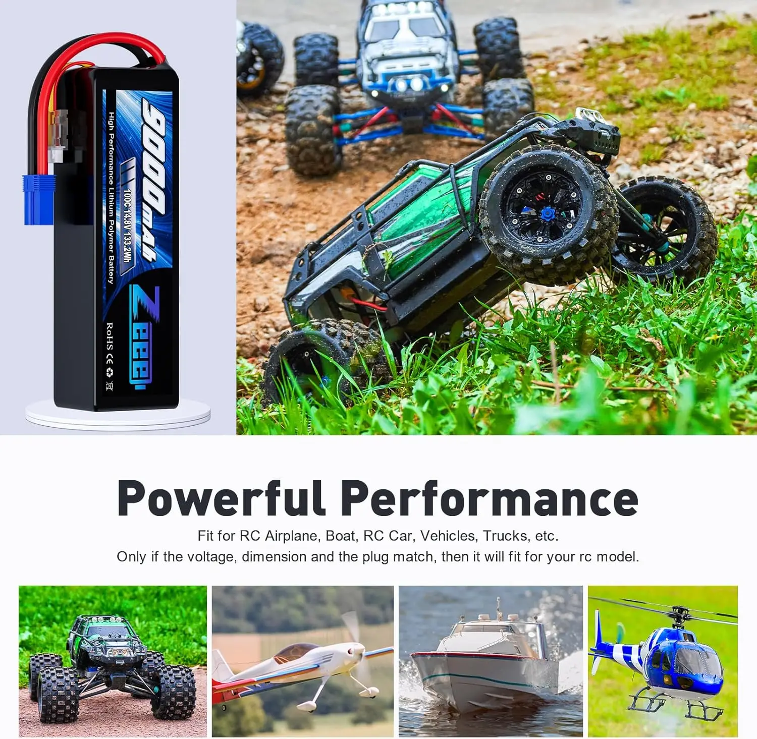 6S RC Lipo Batería 120C 22.2V 6000mAh con enchufe EC5 Batería RC para
