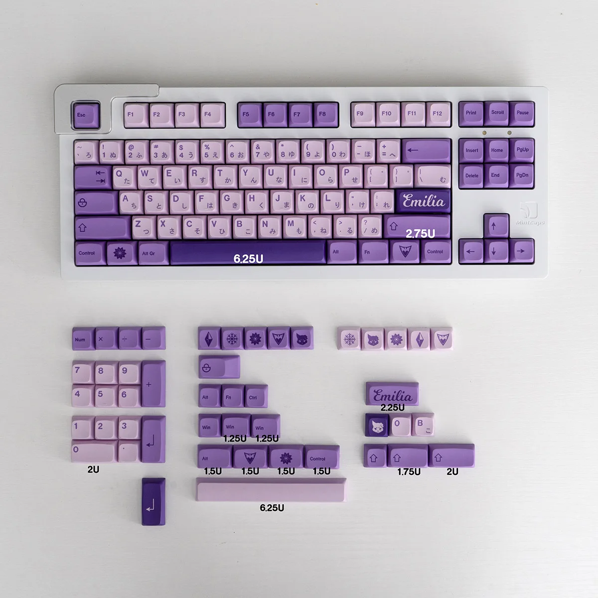 Xda-frost Witch Keycaps Teclado Mecânico Japonês Pbt Sublimação Dye Emilia Roxo Anne Pro Gk61 134 Chaves