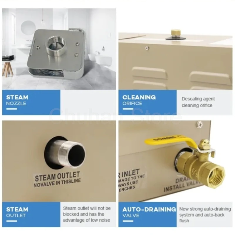 AT Series 3/4.5KW Sauna Spa Steam Generator For Home Steam Shower Digital Controller Sauna Room SPA Steam Bath Machine 6