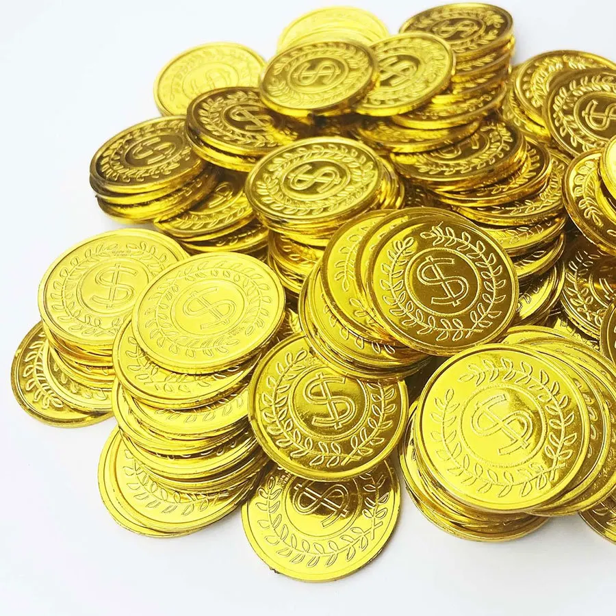 150PCS Plastic Pirate Coins Silver And Gold Bulk Treasure Hunt For Kids Gifts Halloween Cosplay Party Supplies Classroom Prizes 2