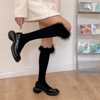 New Japanese Style Thigh High Stockings Long Socks Lingerie Solid Black White Knee Socks Lolita Kawaii Cute Girl Women Stockings 5
