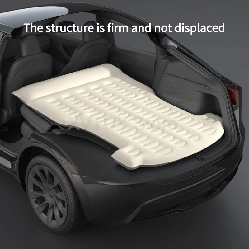 Car Air Inflatable Travel Mattress For Tesla Model Y Outdoor Camping Flocking Multifunctional Sofa Portable Car Rear Folding Bed