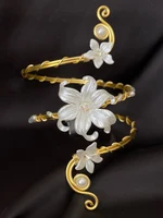 Gold Floral Upper Arm Cuff Bracelet for Women - Image 6