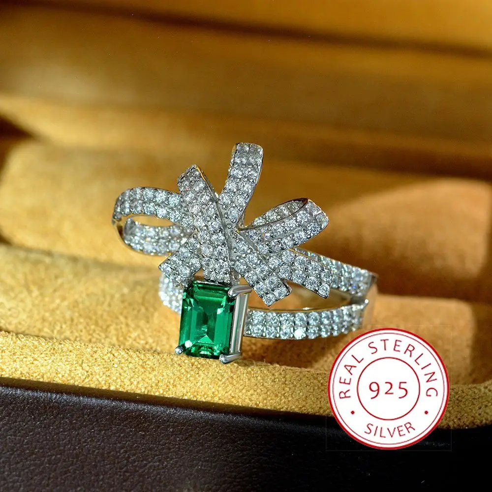 

Uilz античное кольцо с зеленым камнем в форме банта 925 женское круглое кольцо для женщин обручальные кольца на День святого Валентина ювелирные изделия подарки