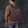 Leather Backpack Men's Backpack Top Layer Cowhide Computer Bag Large Capacity Hiking Bag Retro Travel Bag Fashion Schoolbag 4