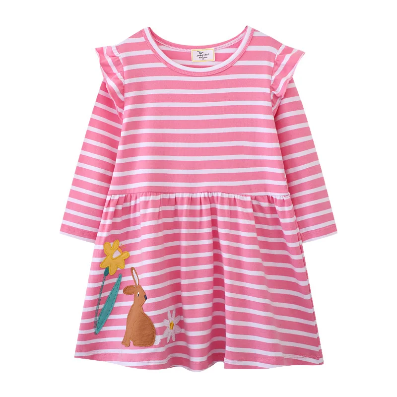Springen Meter 2-7T Prinzessin Mädchen Kleider Tasten Heißer Verkauf Langarm Tiere Baby Mädchen Kleidung Party Kinder kleider Kostüm – Detail 11