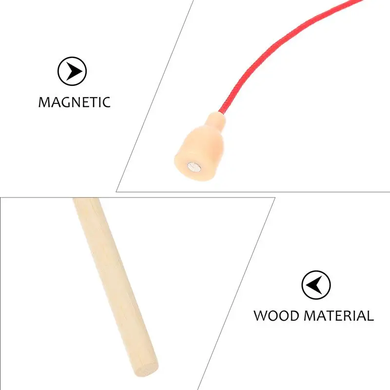 12Pcs/6pcs Wooden Magnetism Fishing Poles Wood Fishing Rod Early Educational toys Kindergarten Kids Puzzle Toys 15cm wooden fishing toys