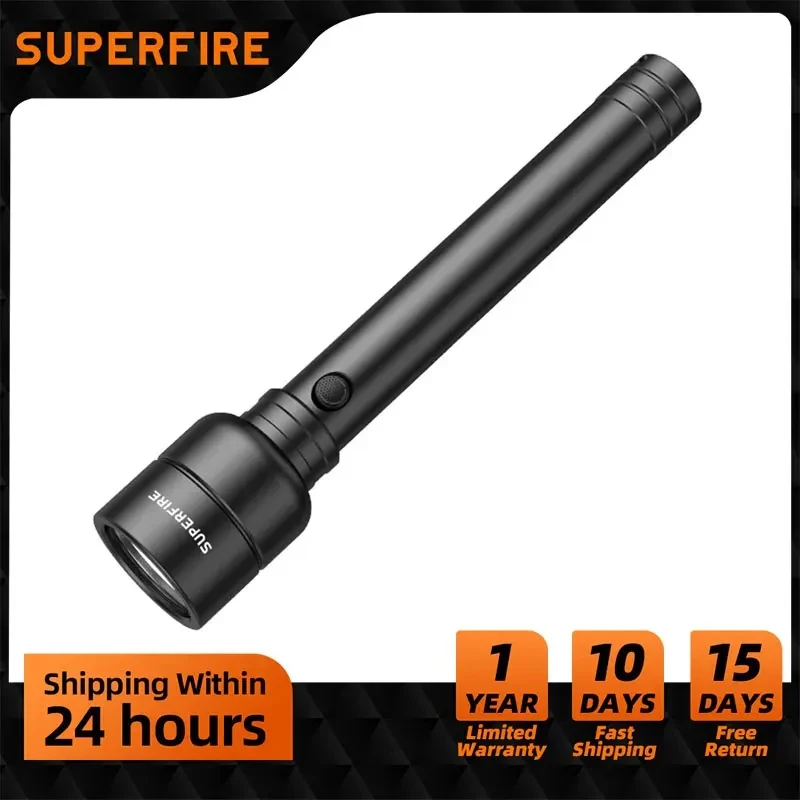 SUPERFIRE Rechargeable Led Flashlight Y16 Waterproof 8000mAh Powerful Flash Light High Power Hand Torch 20W 2000 Lumen Led Torch