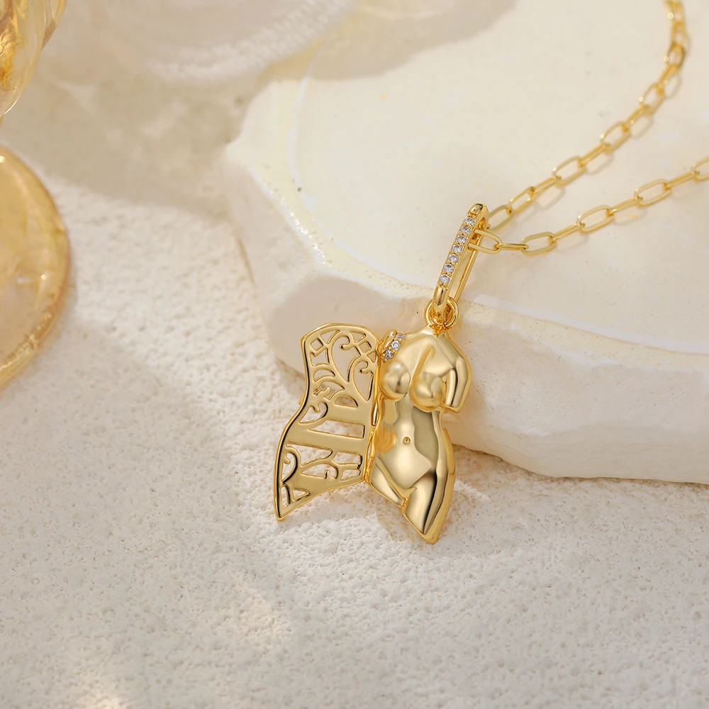 Punk Sleek 18K Gold Plated Body Chain Neckalce Openable Sexy Body Paper Clip Chain for Women Stainless Steel Unique Jewelry Gift